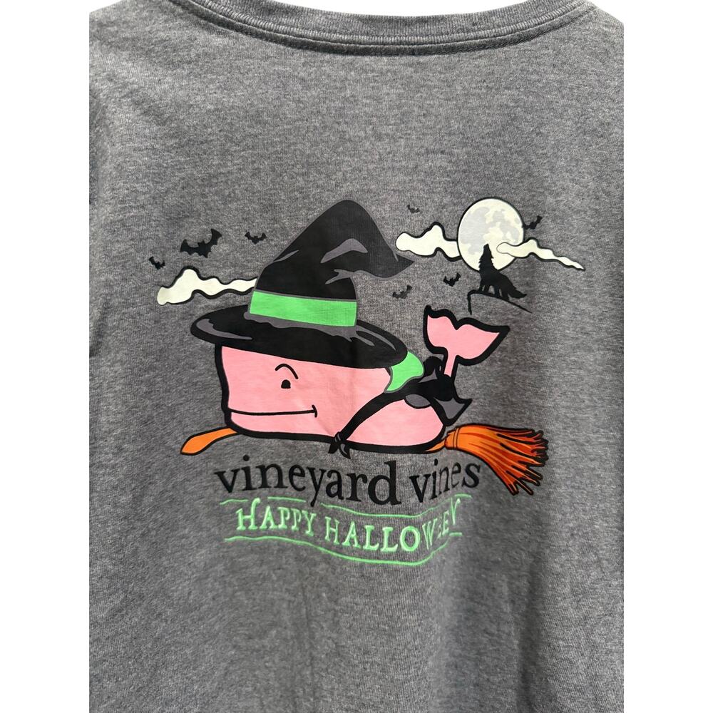 Vineyard Vines Halloween Shirt Youth Size Small 7-8 Witch Whale Gray Long Sleeve